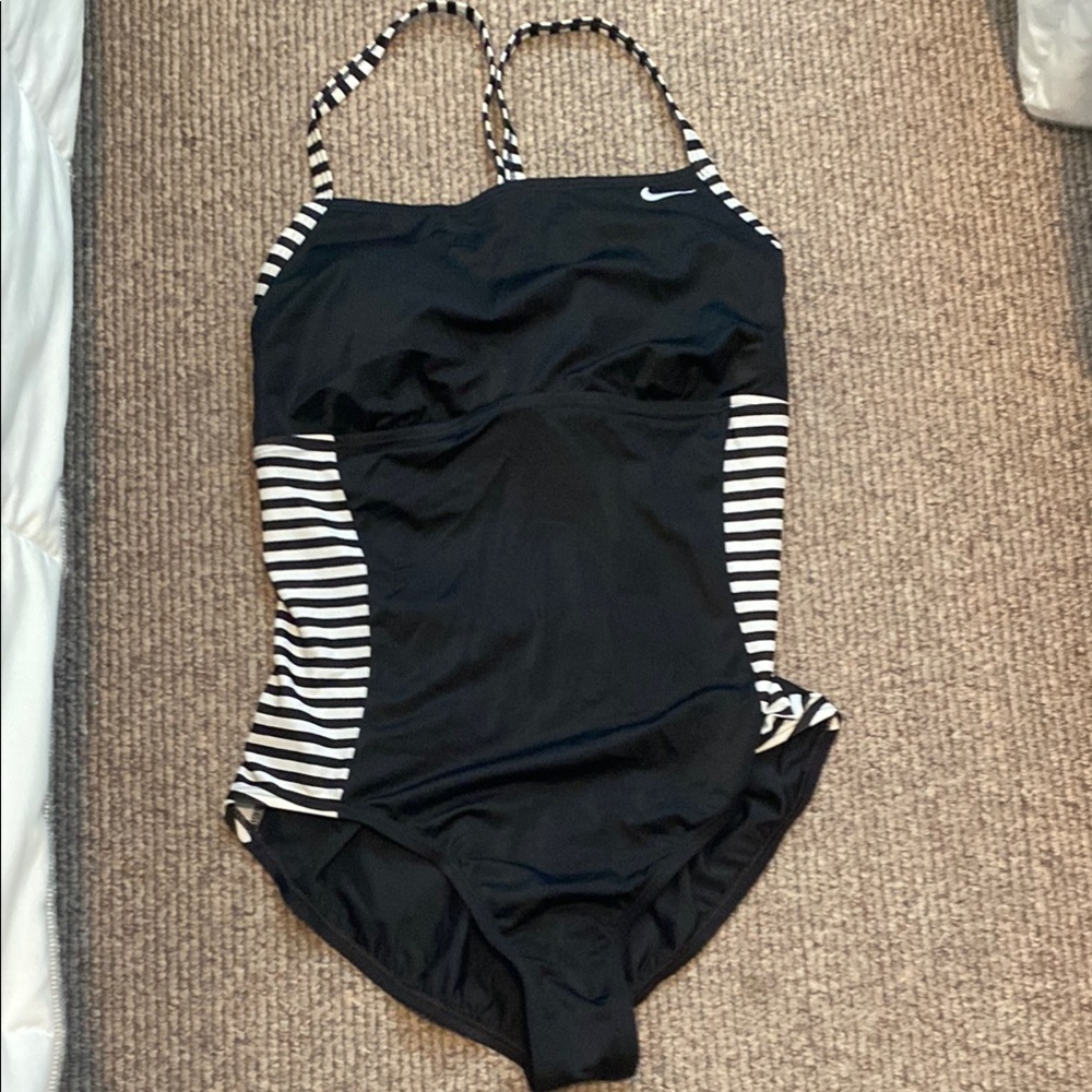 Nike Black Swimsuit with White Stripes